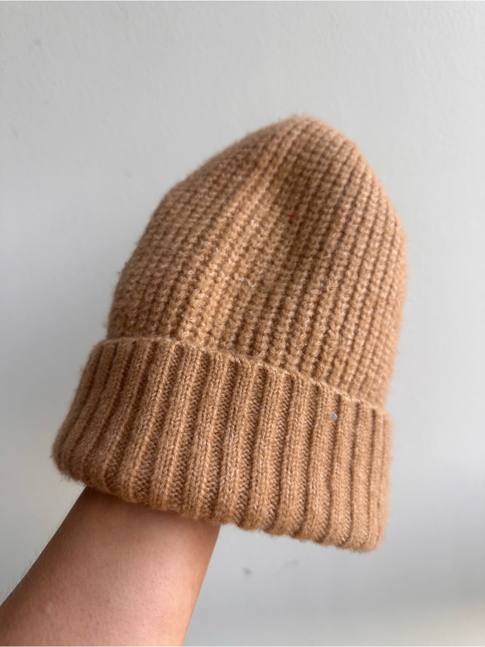 NWOT Free People Camel Tan Ribbed Knit Beanie